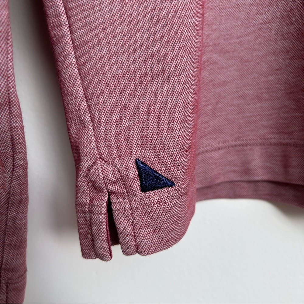 UNTUCKit Mens Beaux Long-Sleeve Tipped Polo Shirt Heathered Red/Pink Size Medium - Picture 4 of 11
